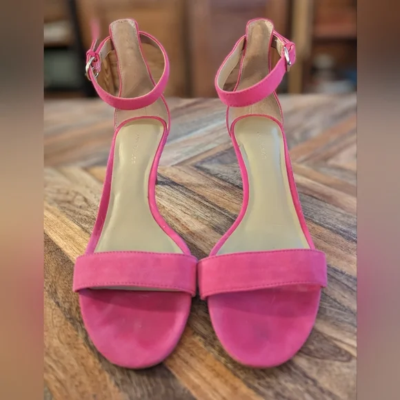 Ann Taylor Sandals sz 6 hot pink suede - Picture 3 of 5